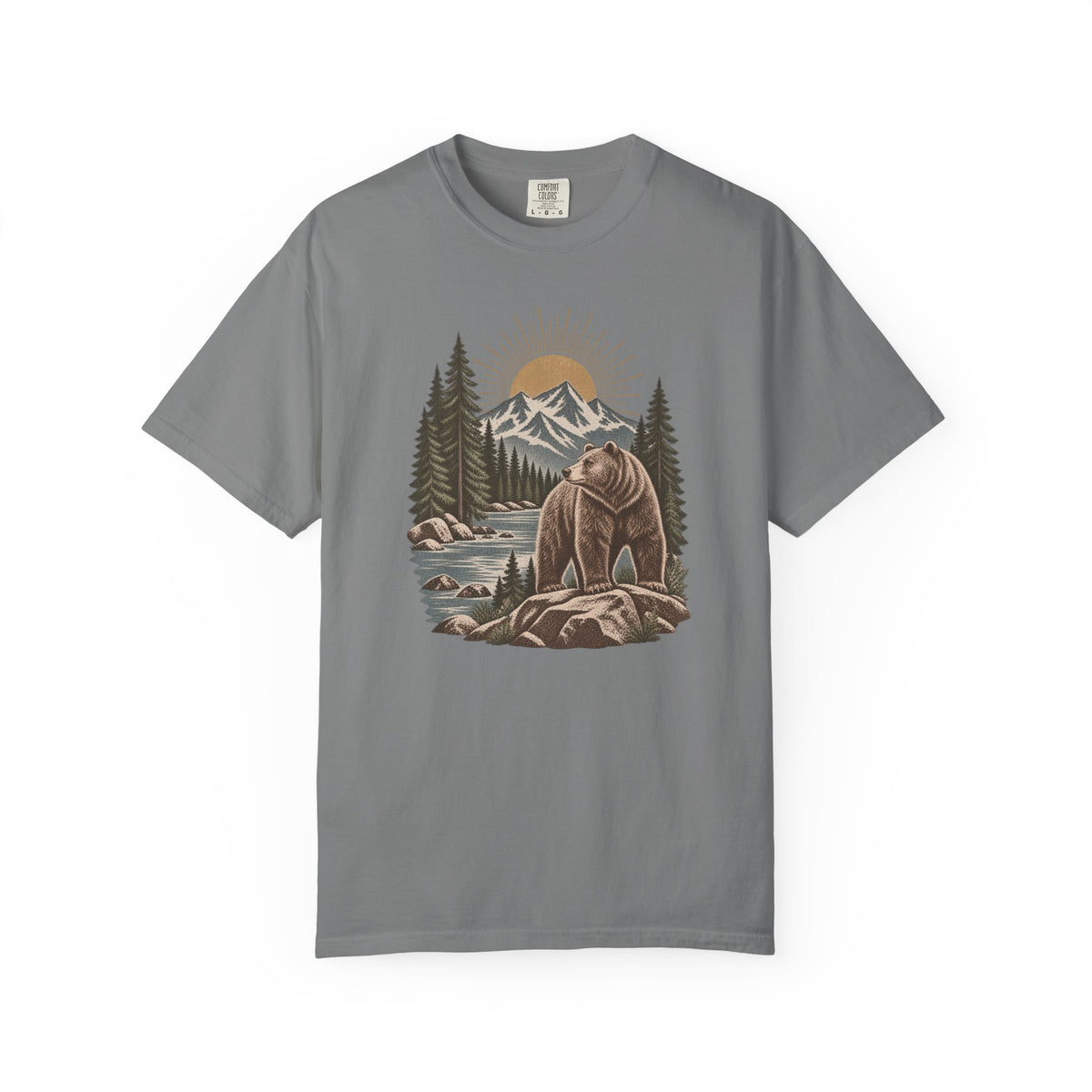 Bear Mountain Scenic T-Shirt — Nature Cabin Retro Graphic Tee