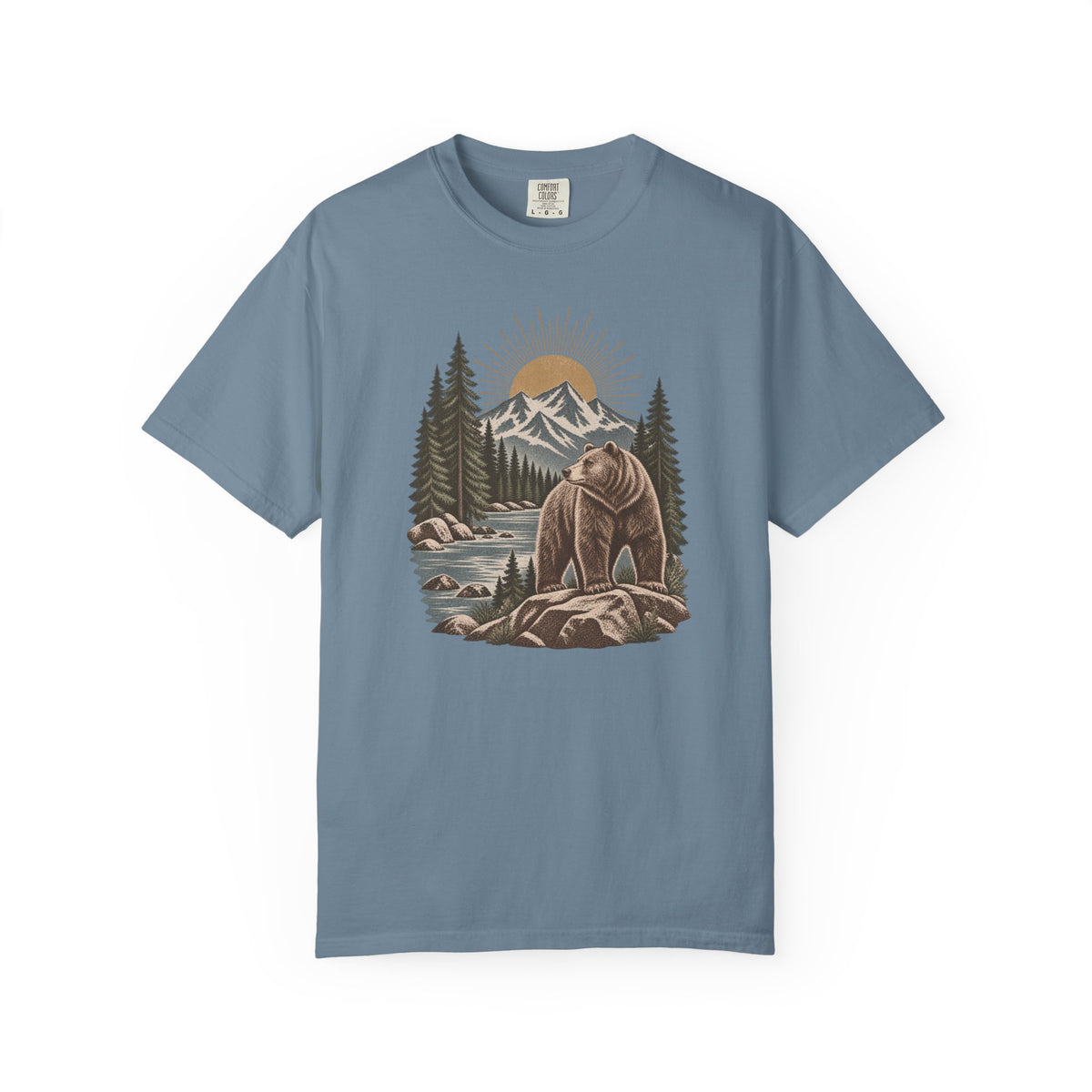 Bear Mountain Scenic T-Shirt — Nature Cabin Retro Graphic Tee