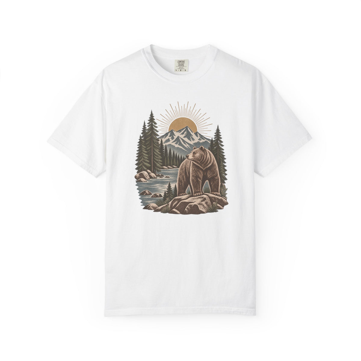 Bear Mountain Scenic T-Shirt — Nature Cabin Retro Graphic Tee