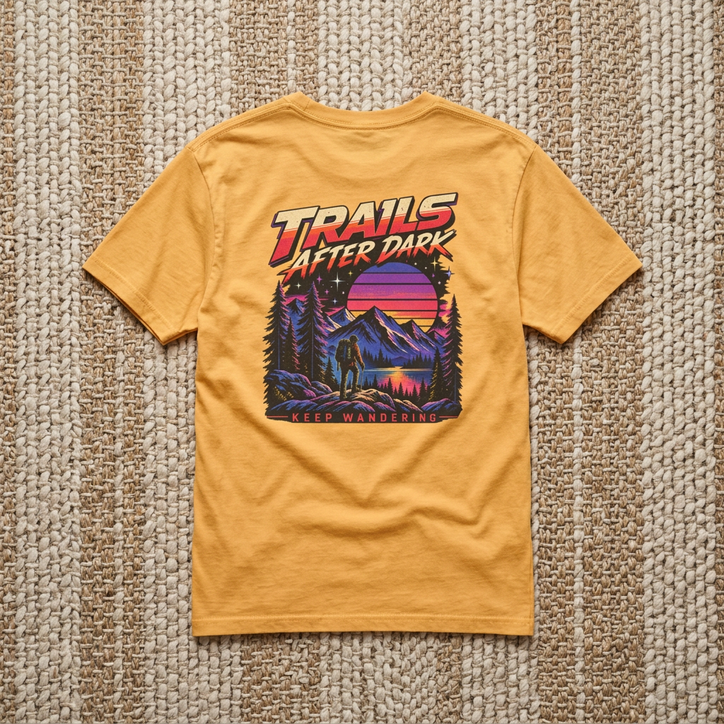 Trails After Dark 80s Hiking Graphic Tee | Comfort Colors 1717