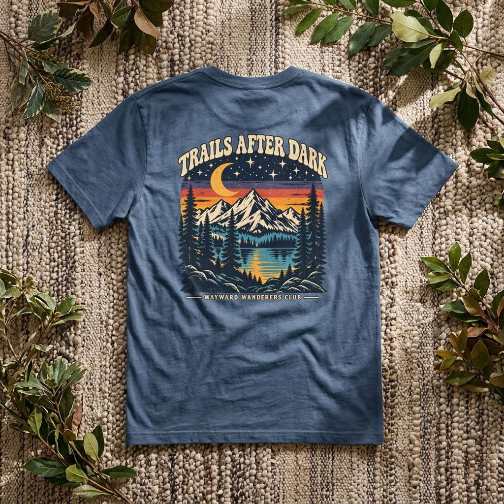 Trails After Dark Vintage 80s Mountain T-Shirt | Wayward Wanderers Club | Comfort Colors 1717