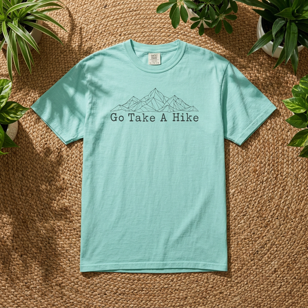 Go Take A Hike Geometric Mountain Tee | Vintage Comfort Colors Hiking Shirt