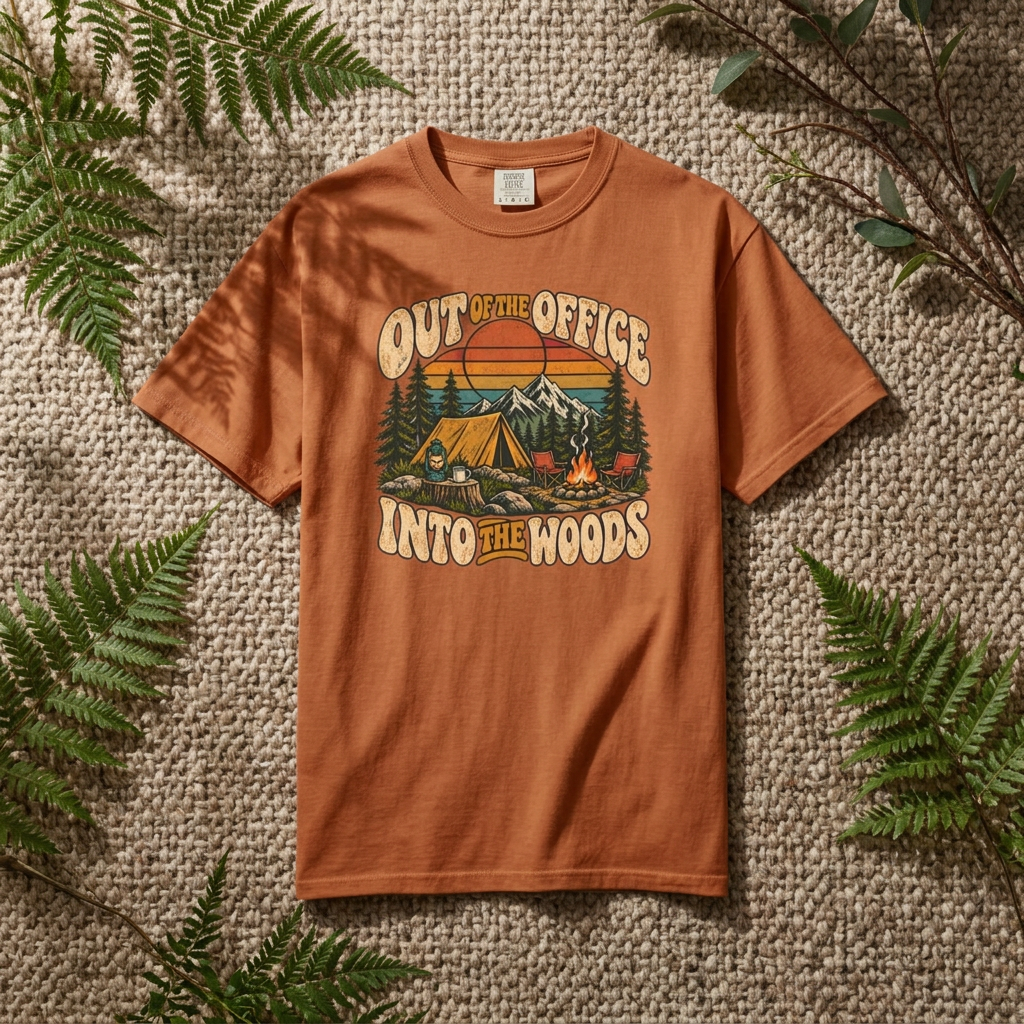 Out of the Office Into the Woods Vintage Camping Tee | Comfort Colors 1717