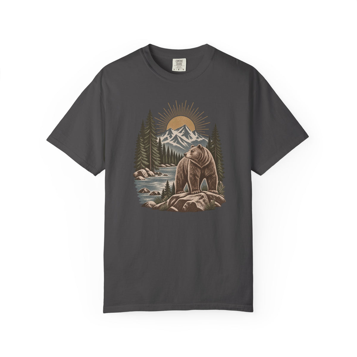 Bear Mountain Scenic T-Shirt — Nature Cabin Retro Graphic Tee