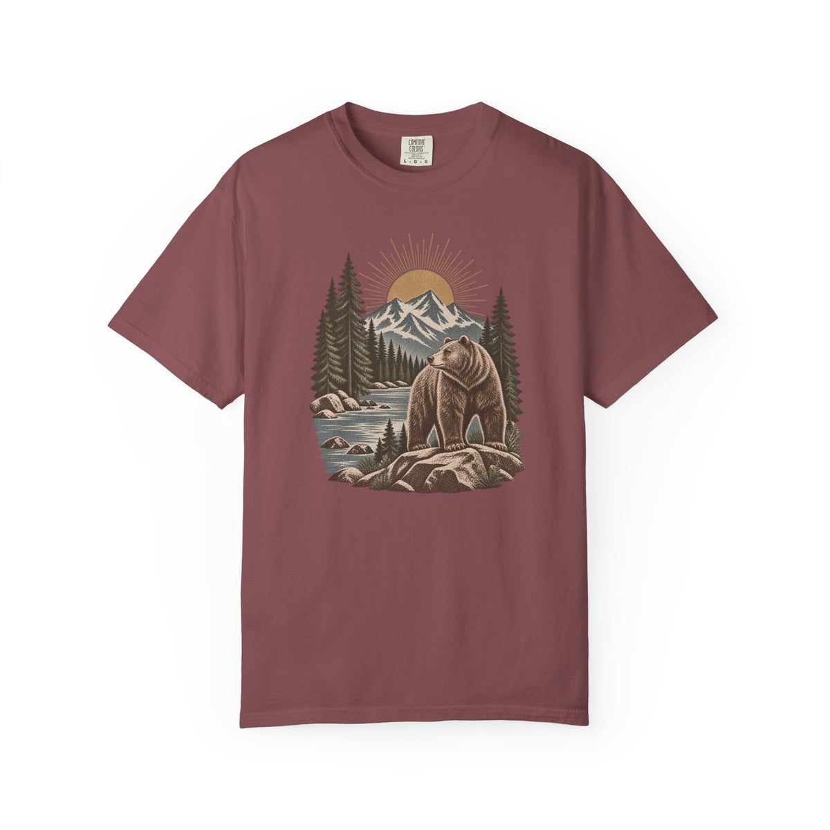 Bear Mountain Scenic T-Shirt — Nature Cabin Retro Graphic Tee