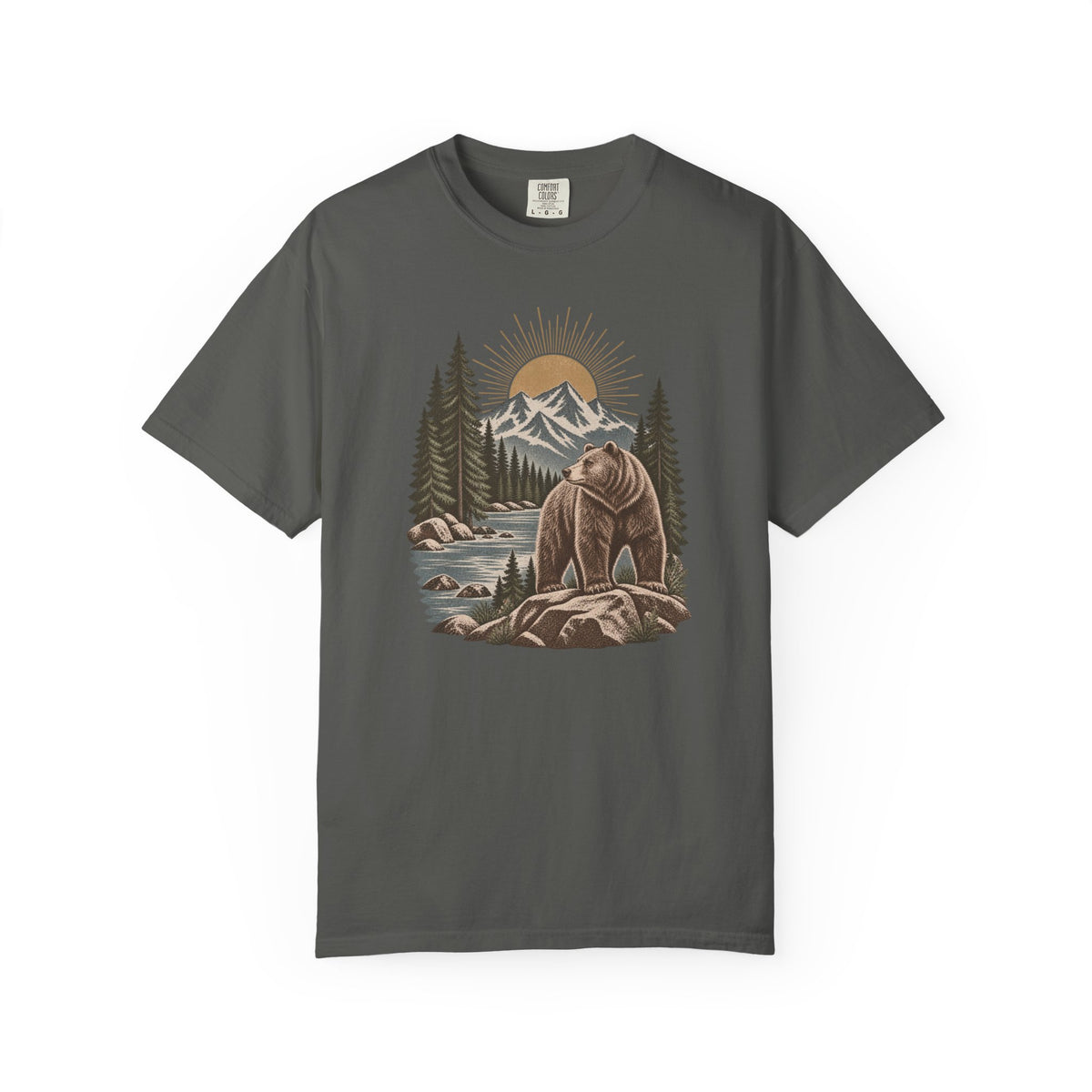 Bear Mountain Scenic T-Shirt — Nature Cabin Retro Graphic Tee