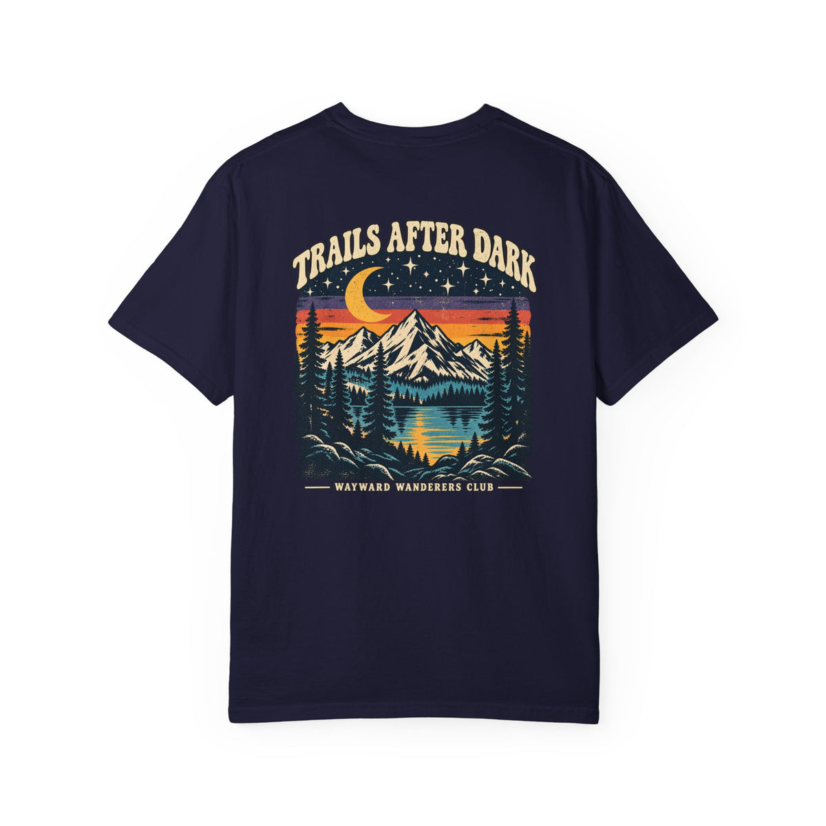 Trails After Dark Vintage 80s Mountain T-Shirt | Wayward Wanderers Club | Comfort Colors 1717