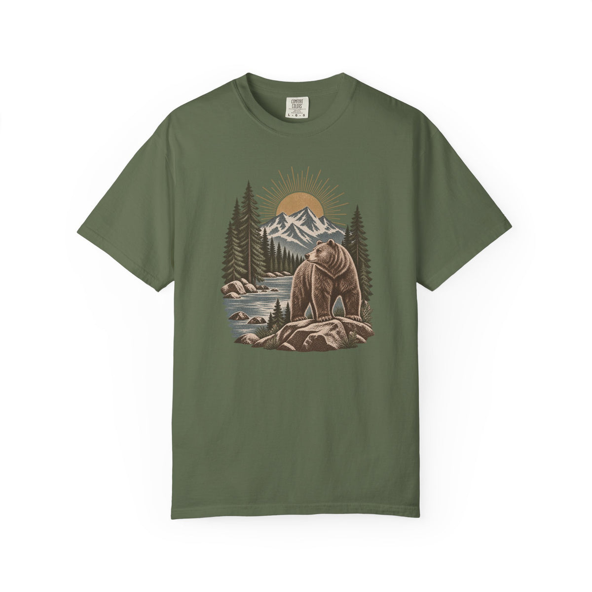 Bear Mountain Scenic T-Shirt — Nature Cabin Retro Graphic Tee
