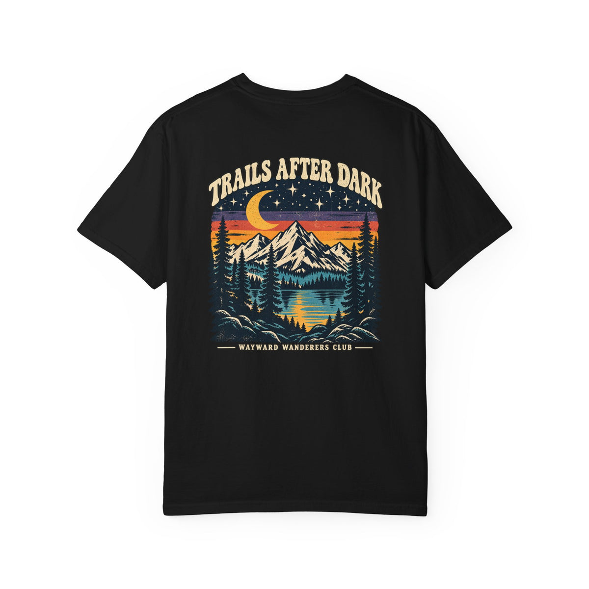 Trails After Dark Vintage 80s Mountain T-Shirt | Wayward Wanderers Club | Comfort Colors 1717