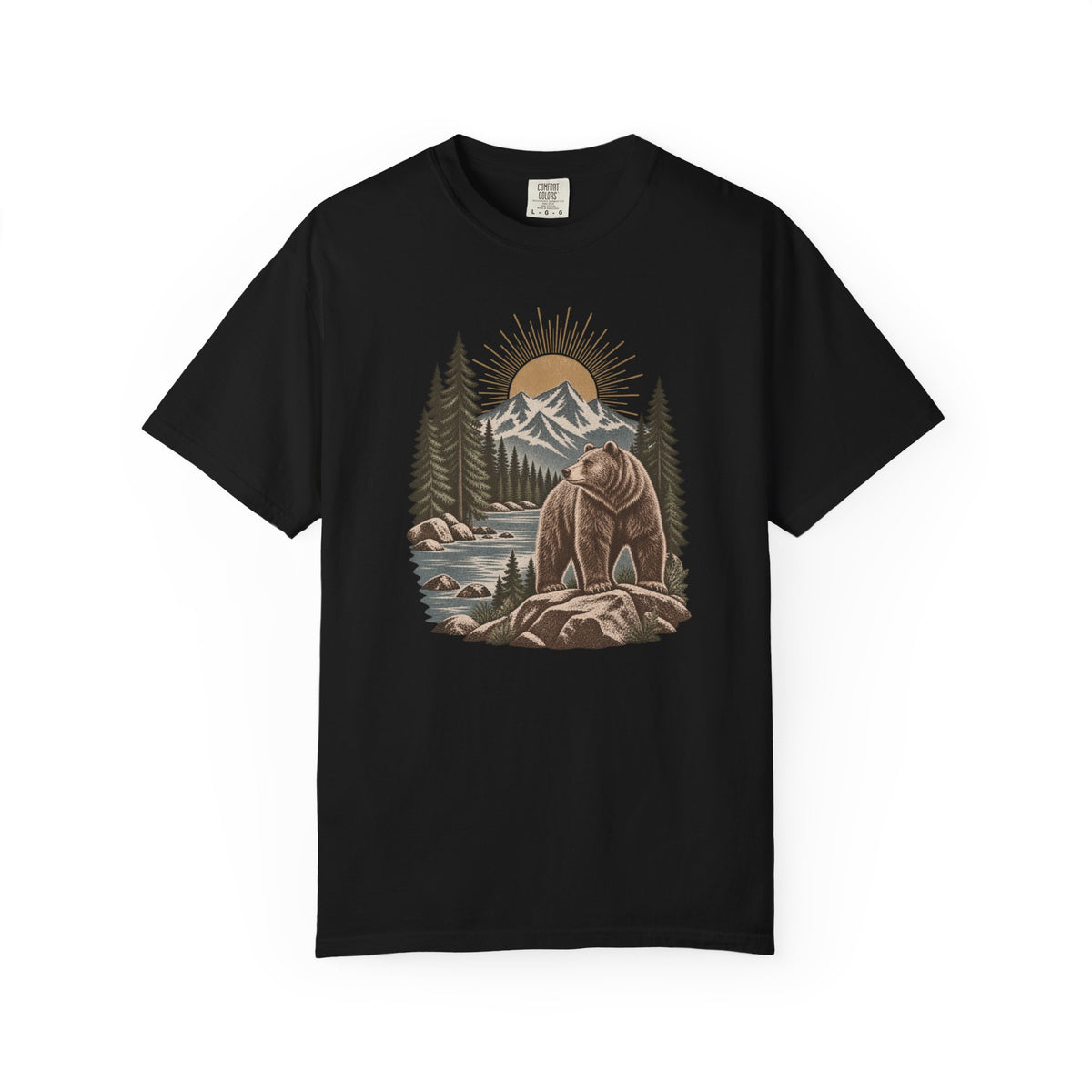 Bear Mountain Scenic T-Shirt — Nature Cabin Retro Graphic Tee