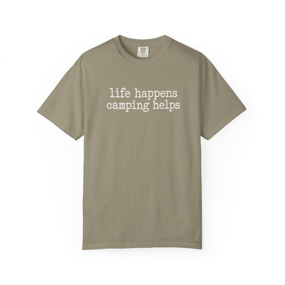 Life Happens Camping Helps T-Shirt — Casual Outdoor Graphic Tee